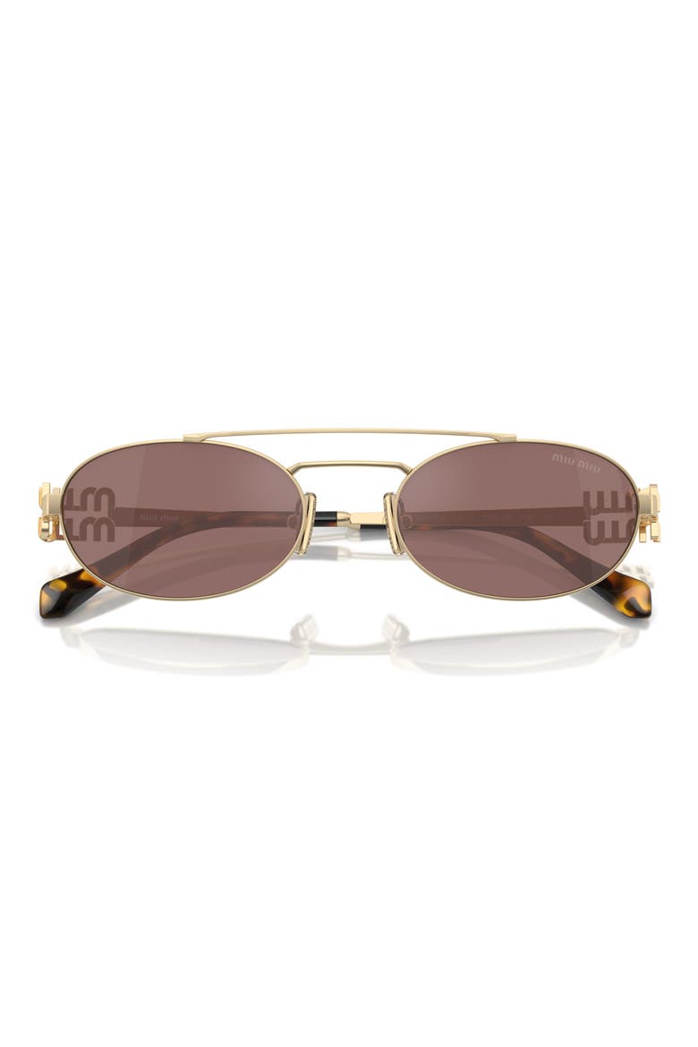 53mm Oval Sunglasses, Alternate, color, PALE GOLD / BROWN MIRROR SILVER INT