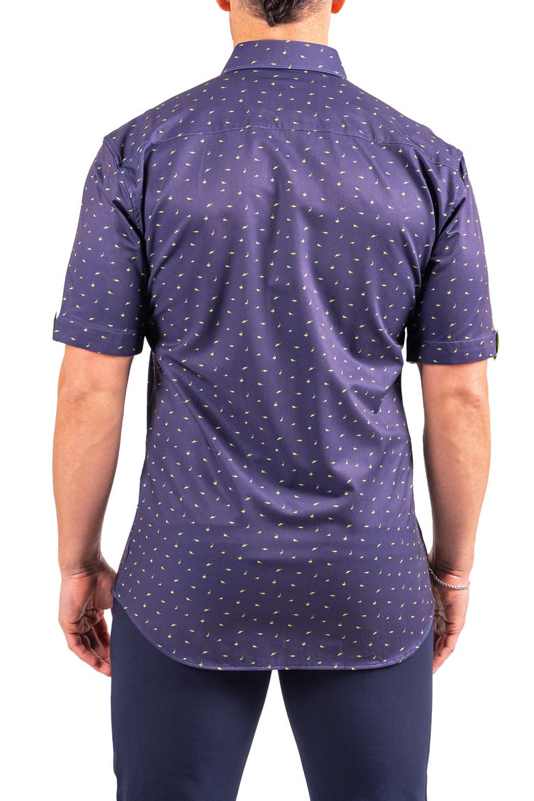 Galileo Resistance Shark Print Short Sleeve Button-Up Shirt, Alternate, color, BLUE