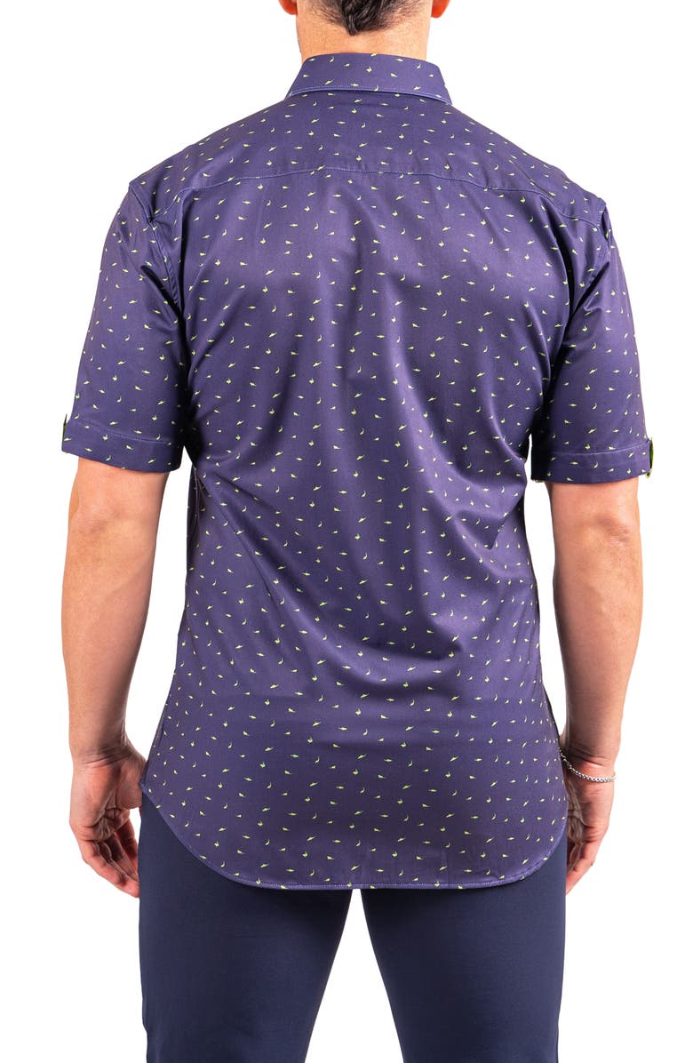 Maceoo Galileo Resistance Shark Print Short Sleeve Button-Up Shirt, Alternate, color, Blue