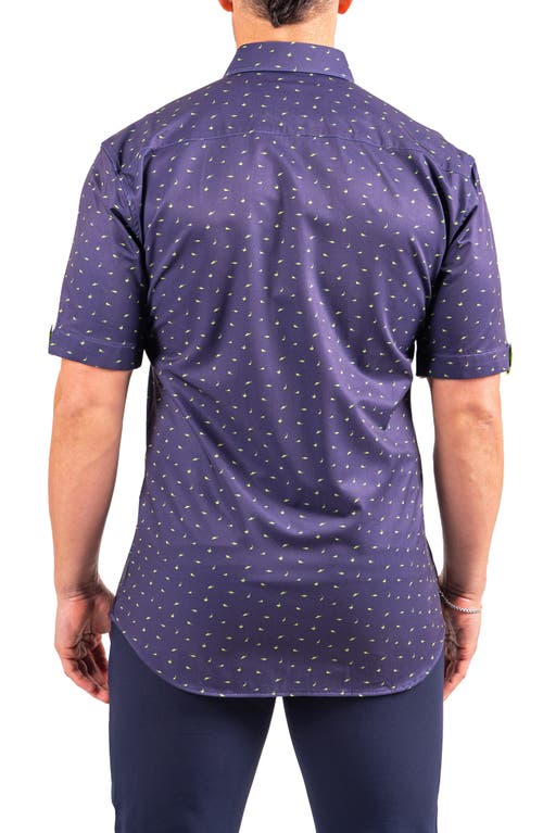 Maceoo Galileo Resistance Shark Print Short Sleeve Button-up Shirt