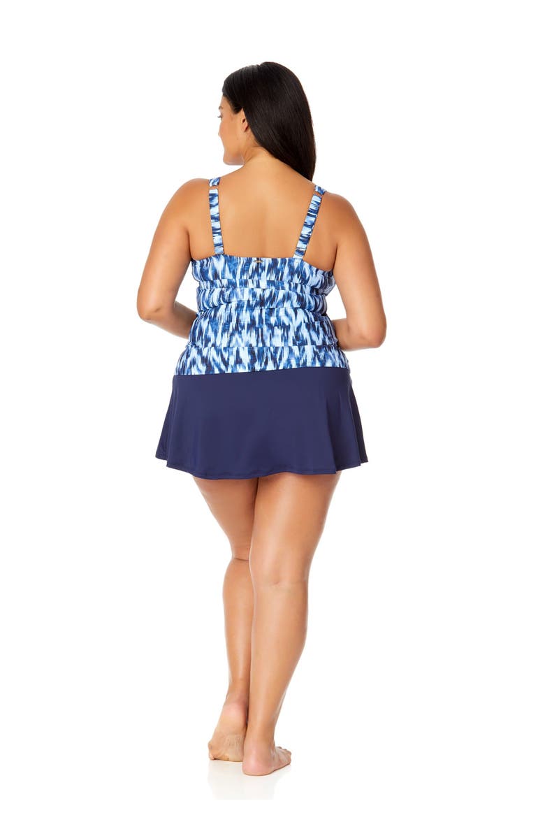 Anne Cole Plus Women's Plus Tie Dye Ikat Ring Plunge Tankini Swim Top, Alternate, color, Tie Dye Ikat