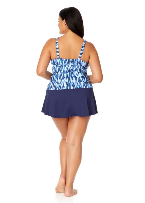 Shop Anne Cole Plus Plus Tie Dye Ikat Ring Plunge Tankini Swim Top