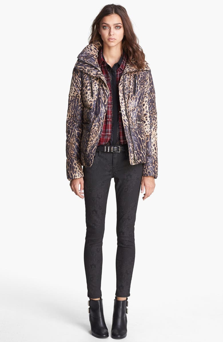 The Kooples Leopard Print Puffer Jacket, Alternate, color, 