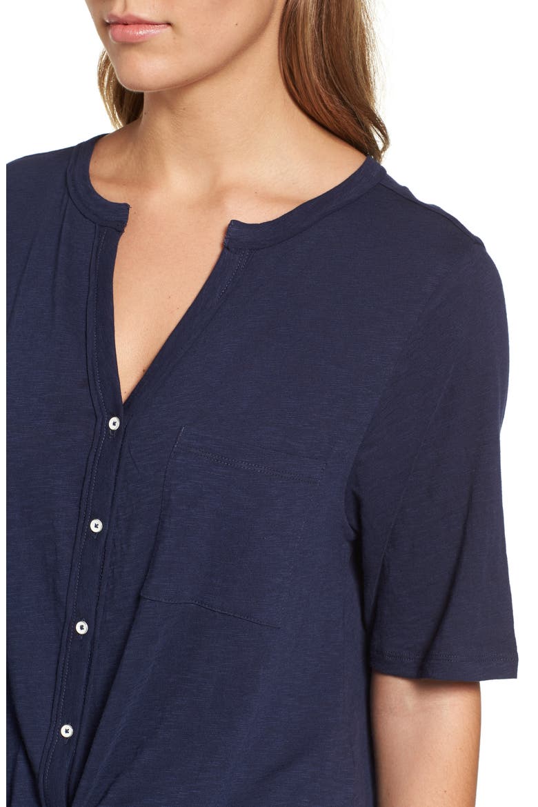 Tie Front Tee, Alternate, color, NAVY PEACOAT