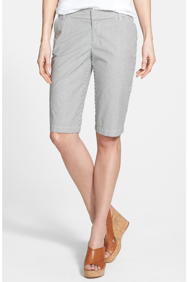 'Addison' Bermuda Shorts, Main, color, BLACK- IVORY MINI STRIPE