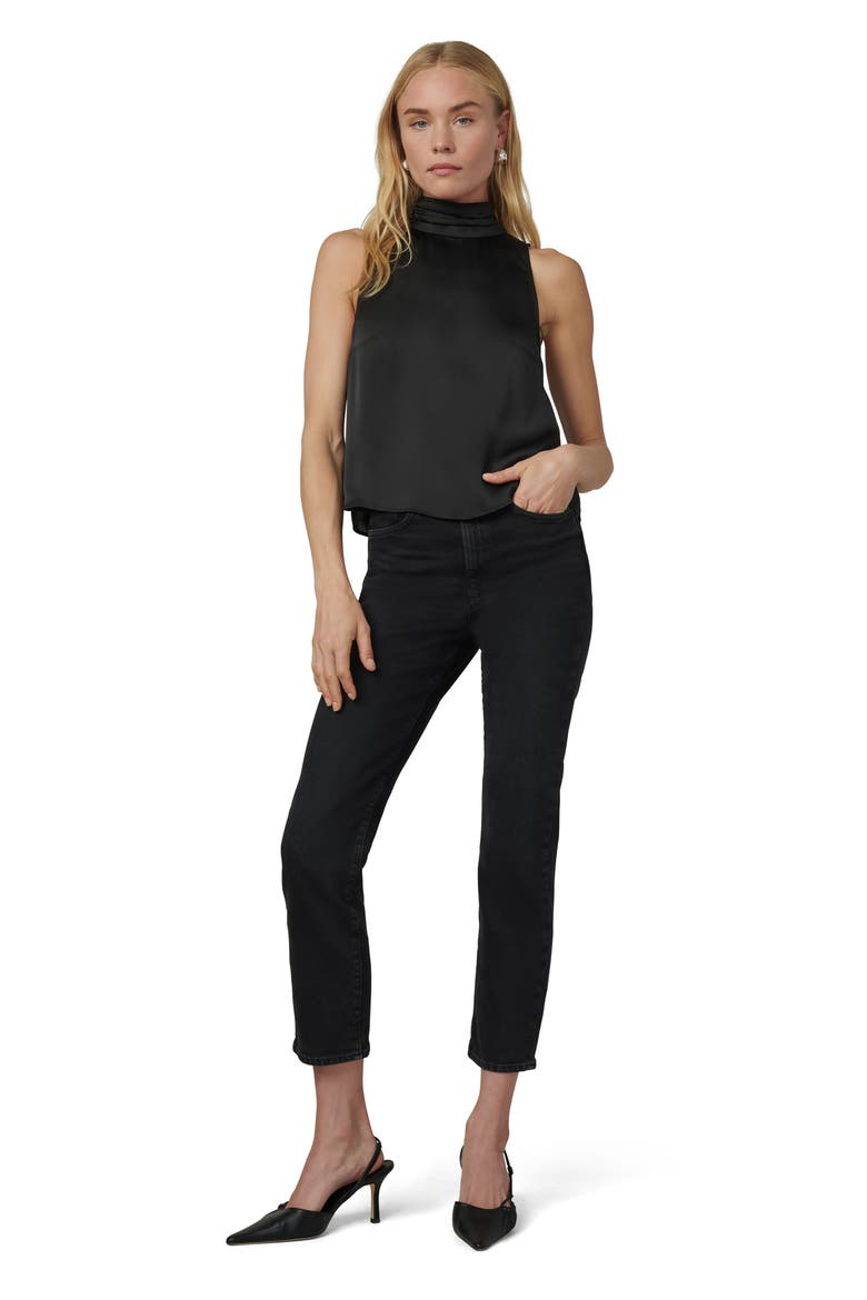Satin Halter Top, Alternate, color, BLACK