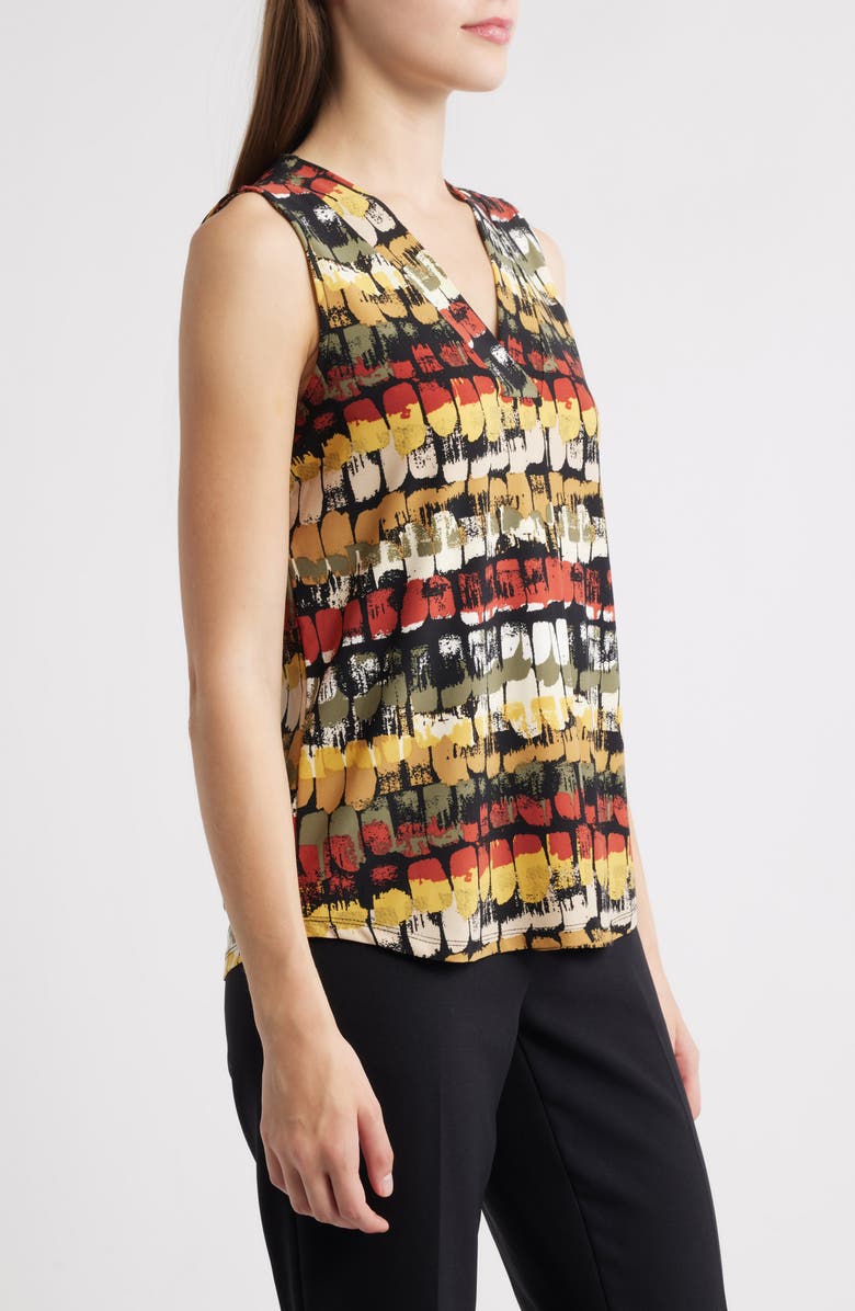 Anne Klein Printed Pleat Front Sleeveless Top, Alternate, color,