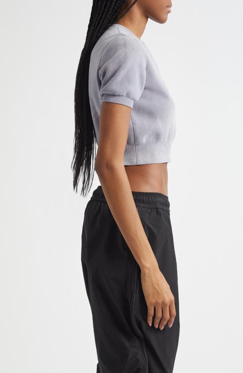 Alexander Wang Logo Short Sleeve Chenille Crop Sweater In Gray