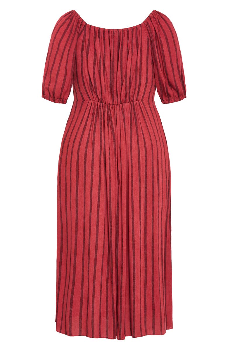 City Chic Bella Tie Front Maxi Dress, Alternate, color, Rust Stripe