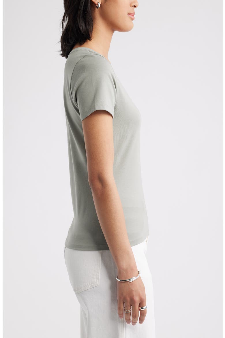 Everyday V-Neck Pima Cotton Blend T-Shirt, Alternate, color, GREEN CHAPARRAL