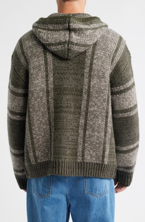 Obey Baja Zip Hooded Cardigan In Green