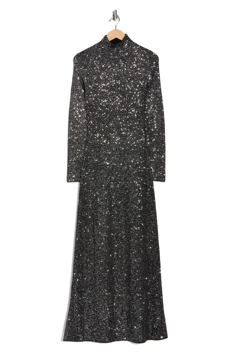 rag & bone Danni Sequin Long Sleeve Maxi Sweater Dress, Alternate, color, Black