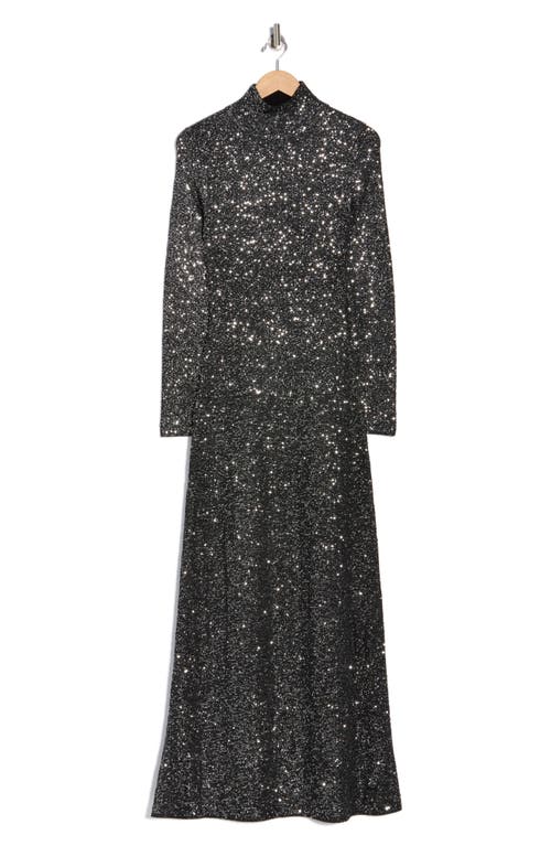 Rag & Bone Danni Sequin Long Sleeve Maxi Sweater Dress In Black