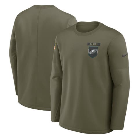 Men's Nike Olive Philadelphia Eagles 2025 Salute to Service Sideline Coaches Therma-FIT Long Sleeve Shirt