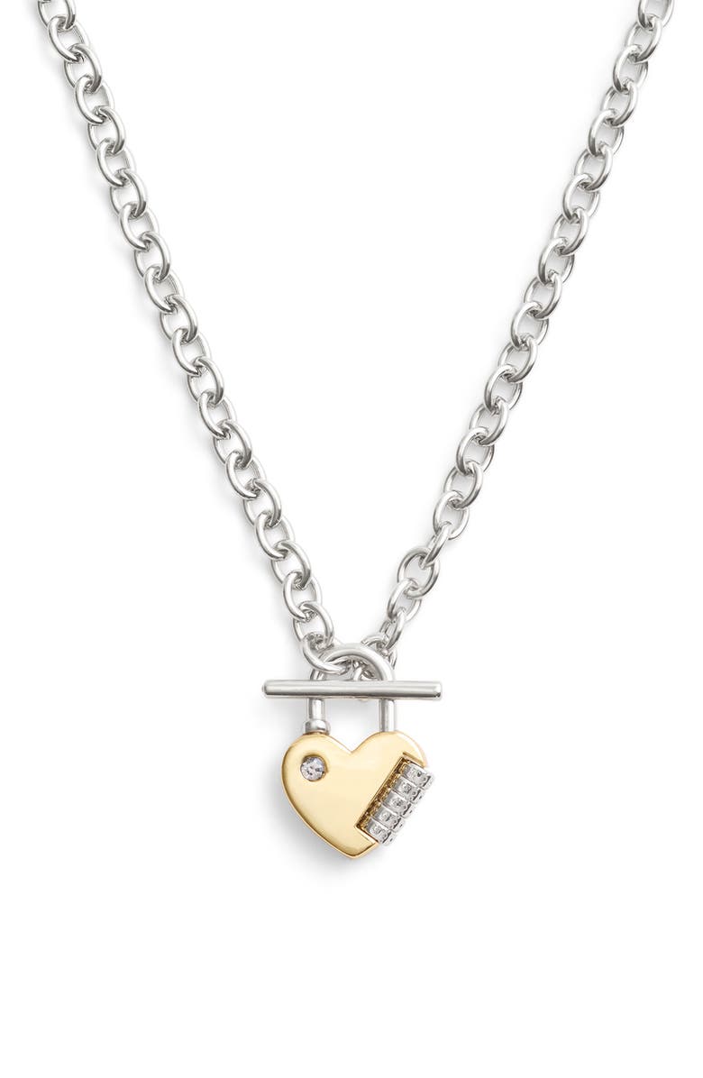 COACH Heart Padlock Pendant Necklace, Main, color, 