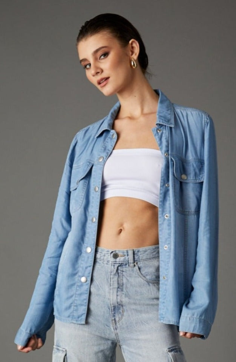BLUE REVIVAL Your Favorite Tencel Shirt, Main, color, Light Tel Aviv