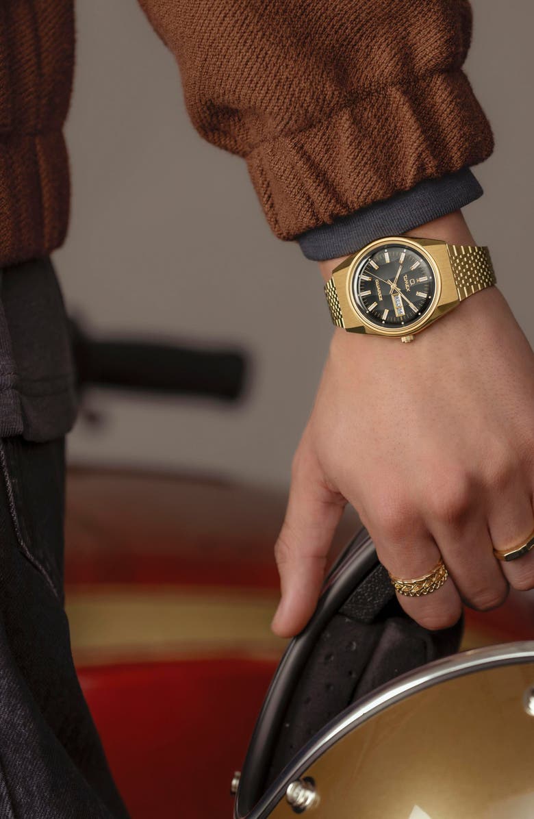 Timex<sup>®</sup> Q Falcon Eye Bracelet Watch, 38mm, Alternate, color, Gold-Tone/ Black