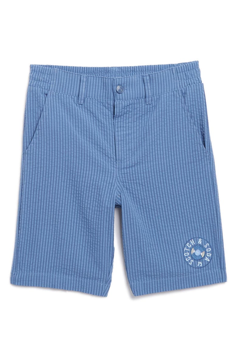 Scotch & Soda Kids' Stripe Seersucker Shorts, Main, color, Sargasso Sea