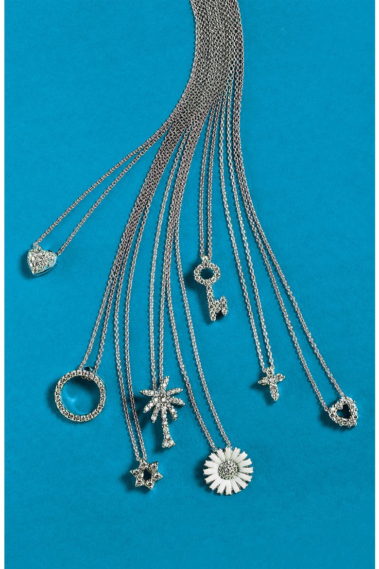 'Tiny Treasures' Palm Tree Diamond Pendant, Alternate, color, WHITE GOLD