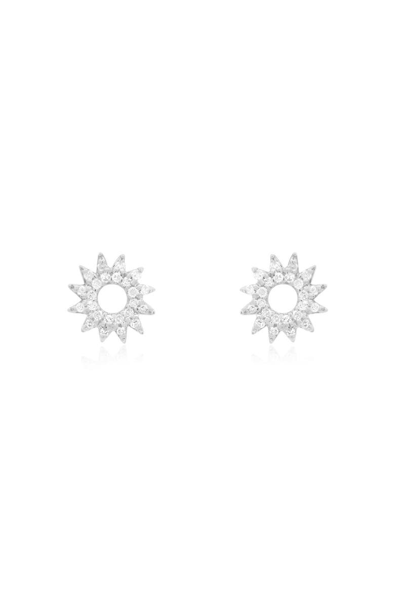 The Lovery Fine Jewelry Diamond Sun Stud Earrings, Alternate, color, White Gold
