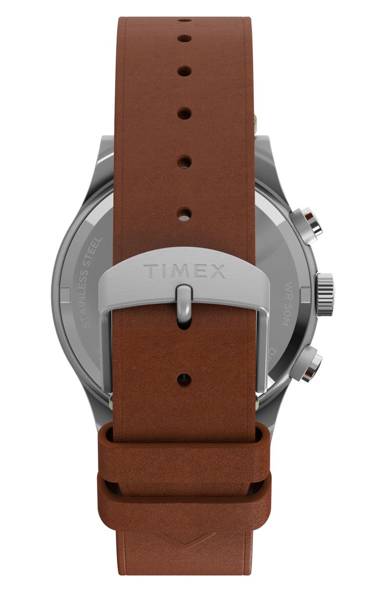Timex<sup>®</sup> MK1 Chronograph Leather Strap Watch, 40mm, Alternate, color, Silver-Tone