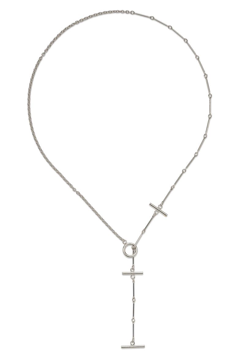 Triplet Toggle Y-Necklace, Main, color, SILVER