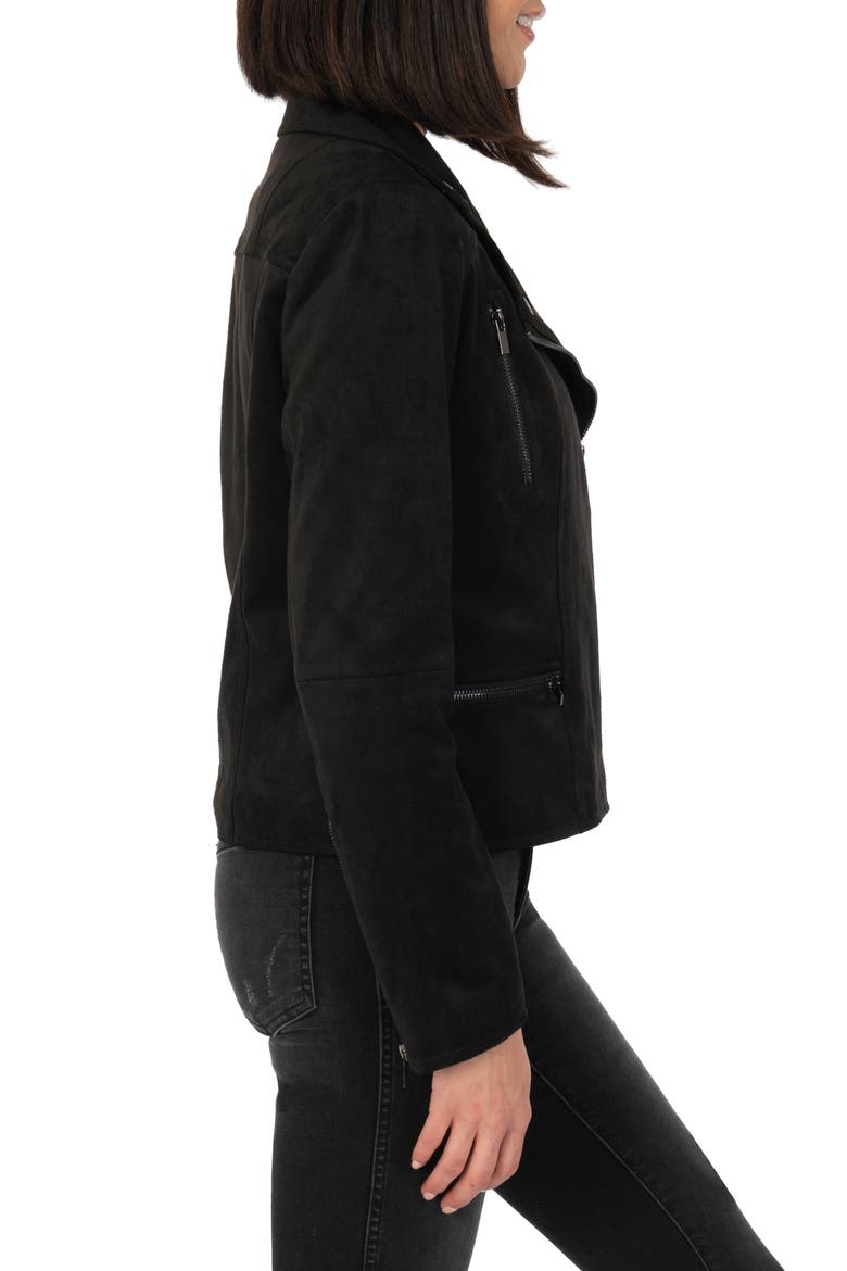 Quinn Faux Suede Moto Jacket, Alternate, color, BLACK