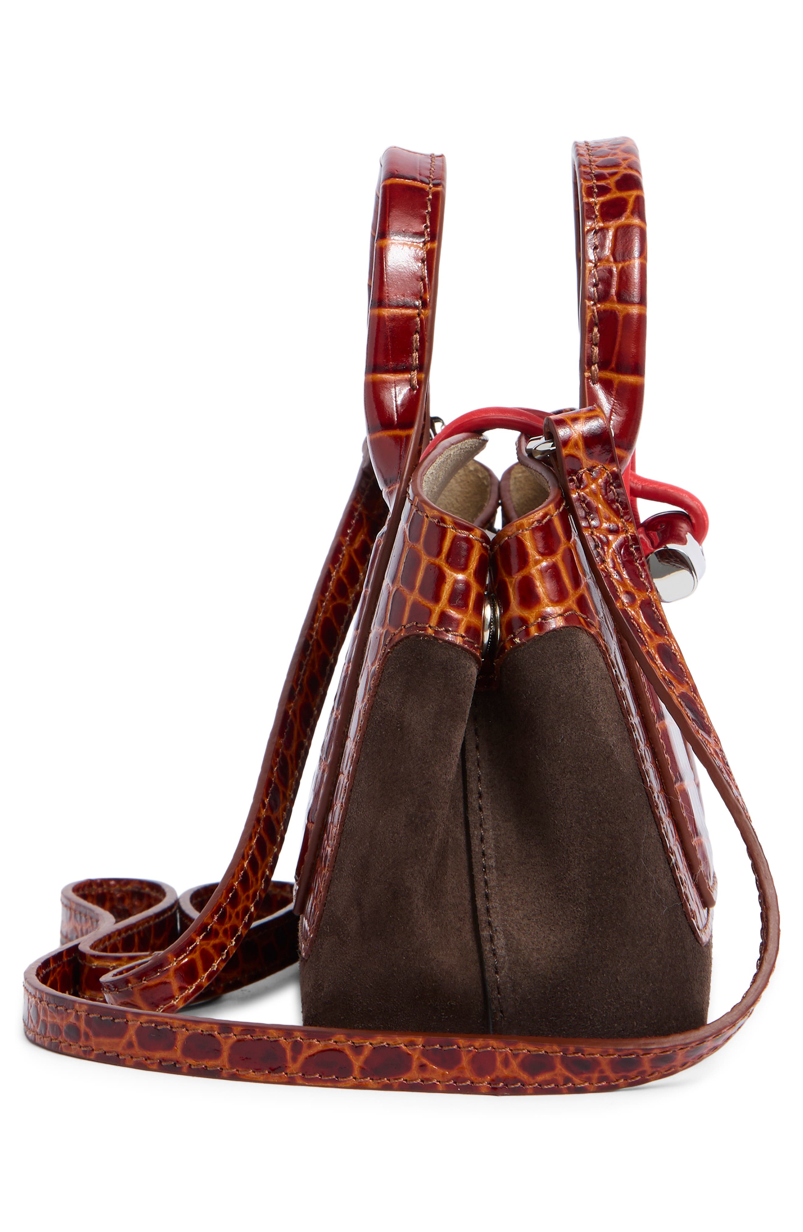 Longchamp Le Roseau Mixed Leather Handbag, Alternate, color, Cognac