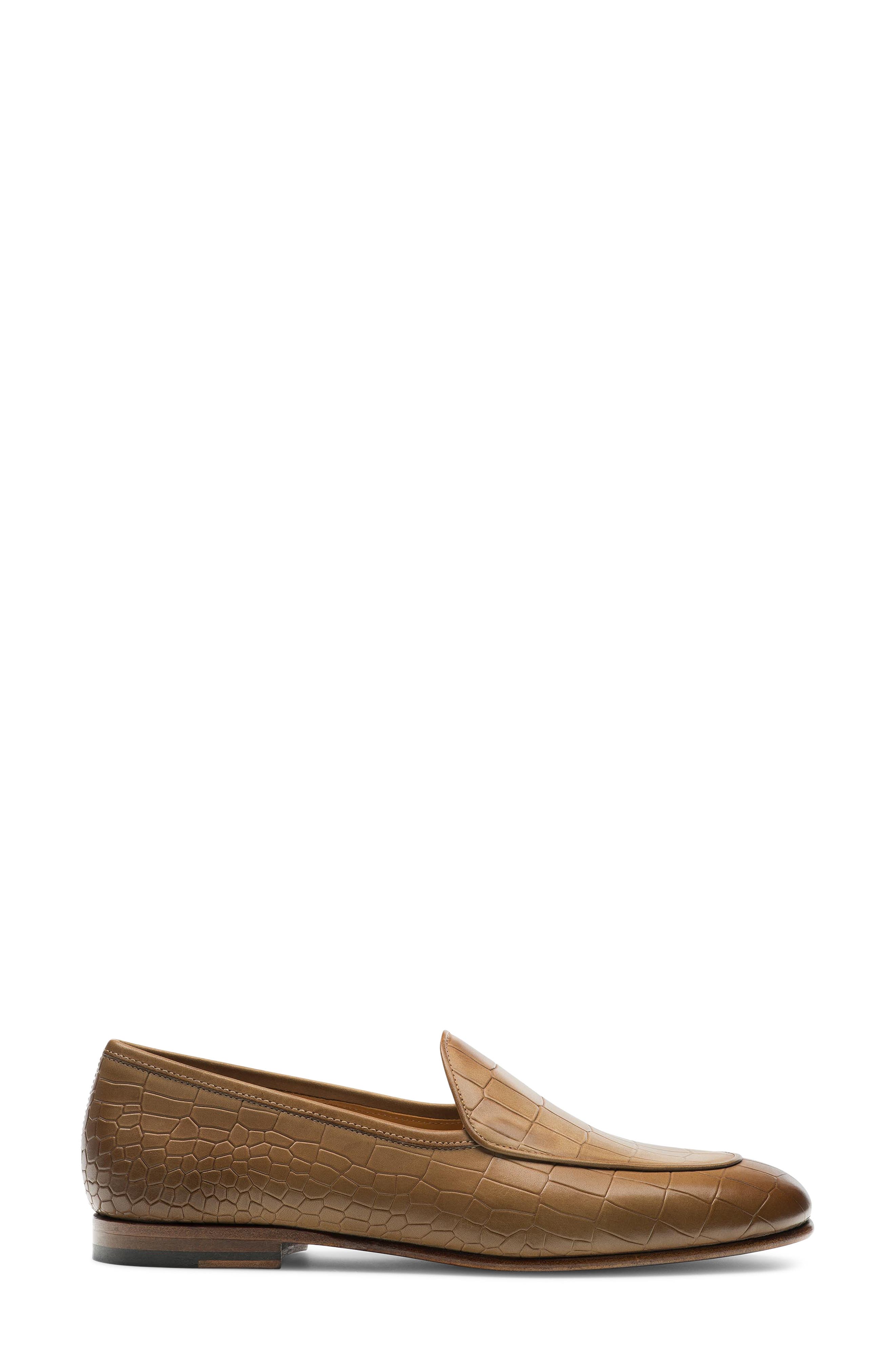 Alligator Embossed Loafer, Alternate, color, TAUPE