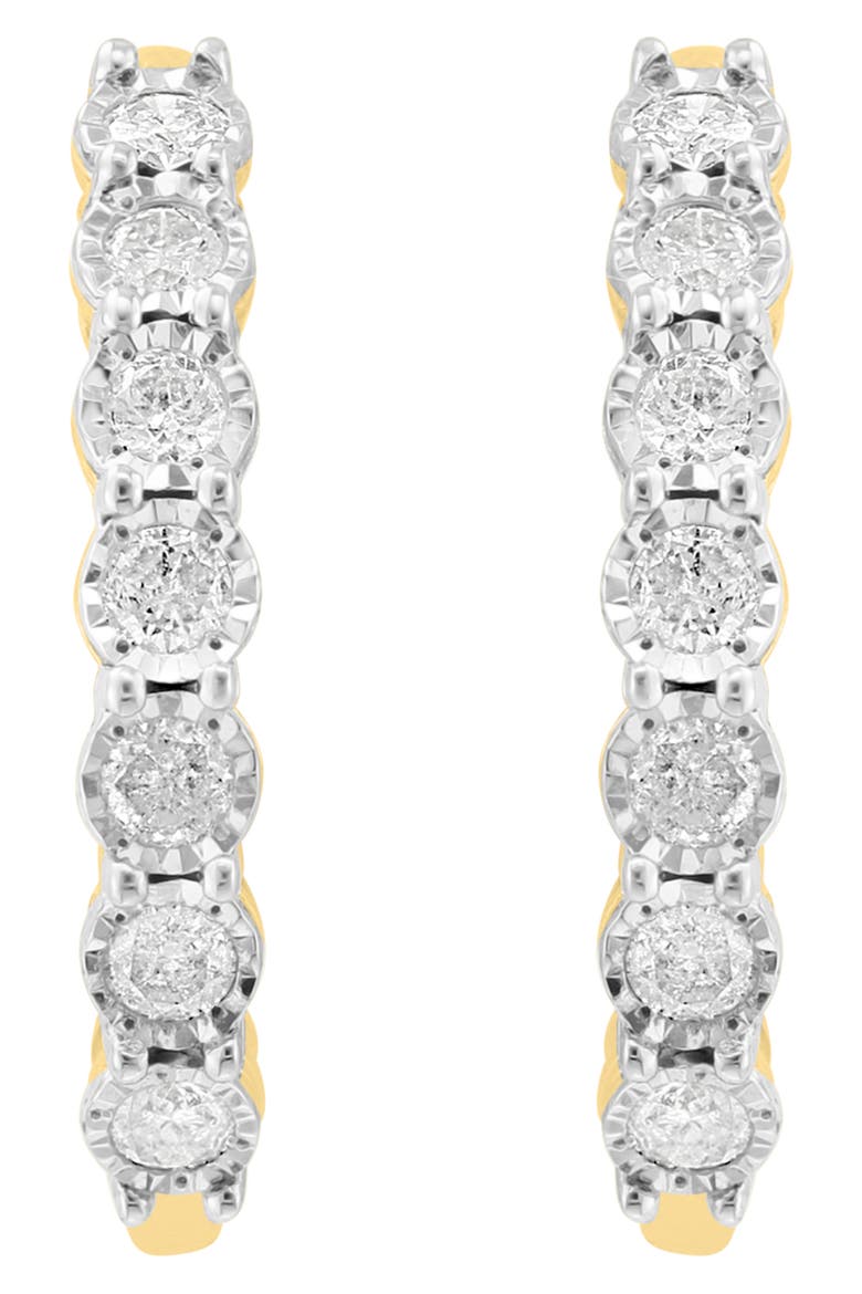 14k Gold Plated Diamond Hoop Earrings, Alternate, color, GOLD