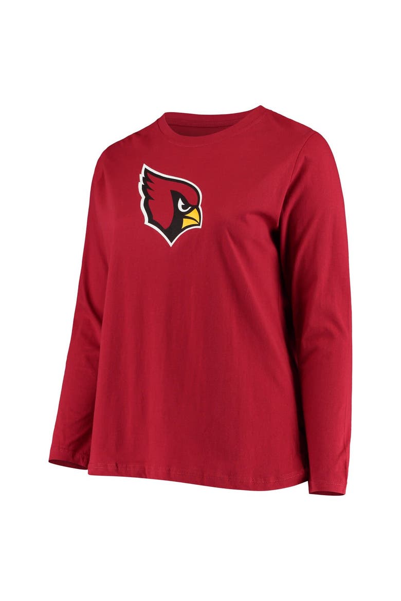 Women's Fanatics Branded Cardinal Arizona Cardinals Plus Size Primary Logo Long Sleeve T-Shirt, Alternate, color, Cardinal
