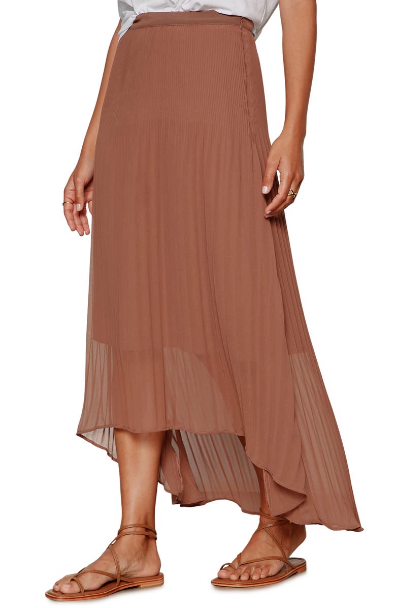 Sanctuary Meant to Be Pleated Midi Skirt, Alternate, color, Mud Bath Brown