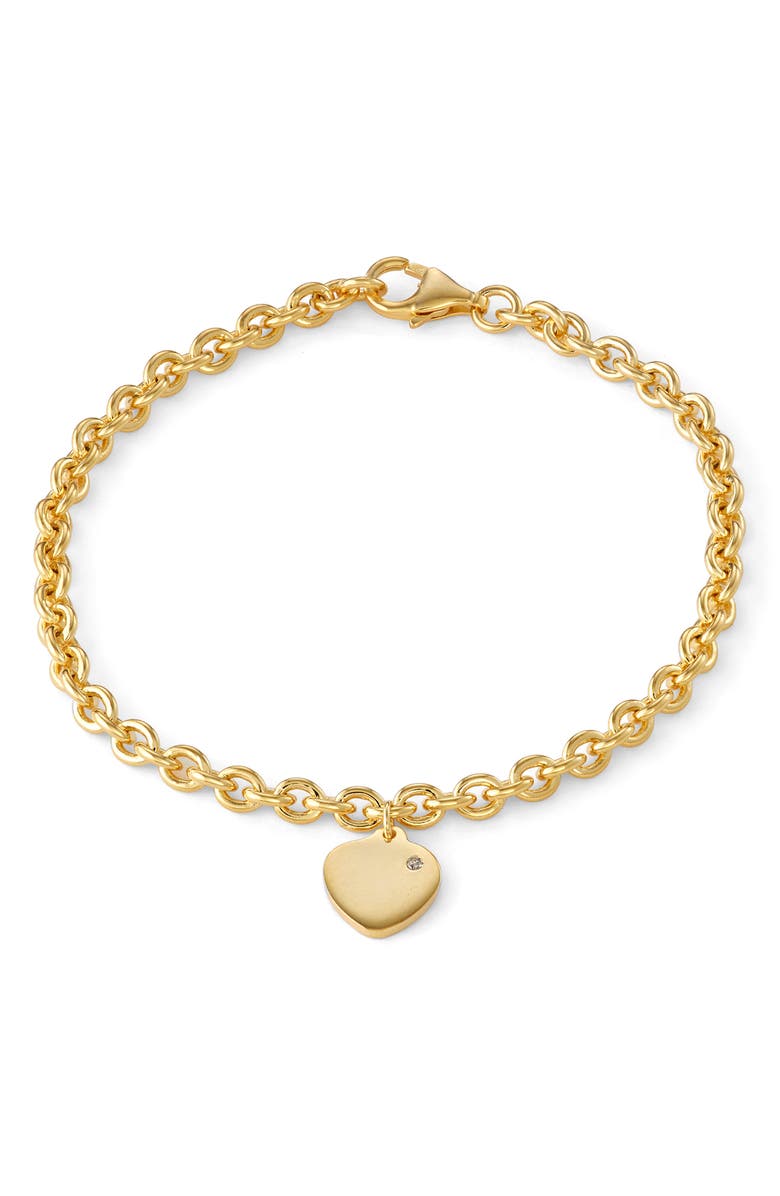 FZN Diamond Heart Charm Bracelet, Main, color, Yellow