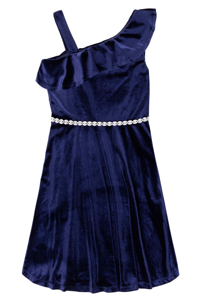 Kids' Embellished Velvet Party Dress, Main, color, NAVY J