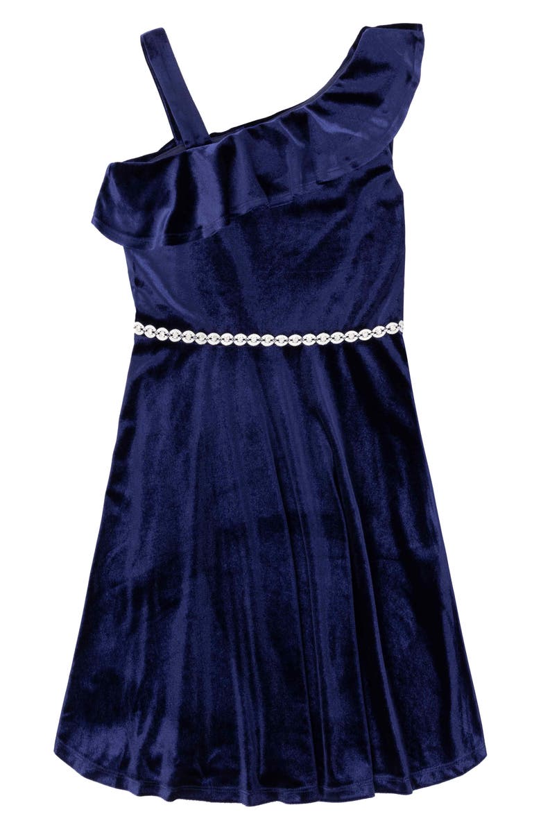 Speechless Kids' Embellished Velvet Party Dress, Main, color, Navy J