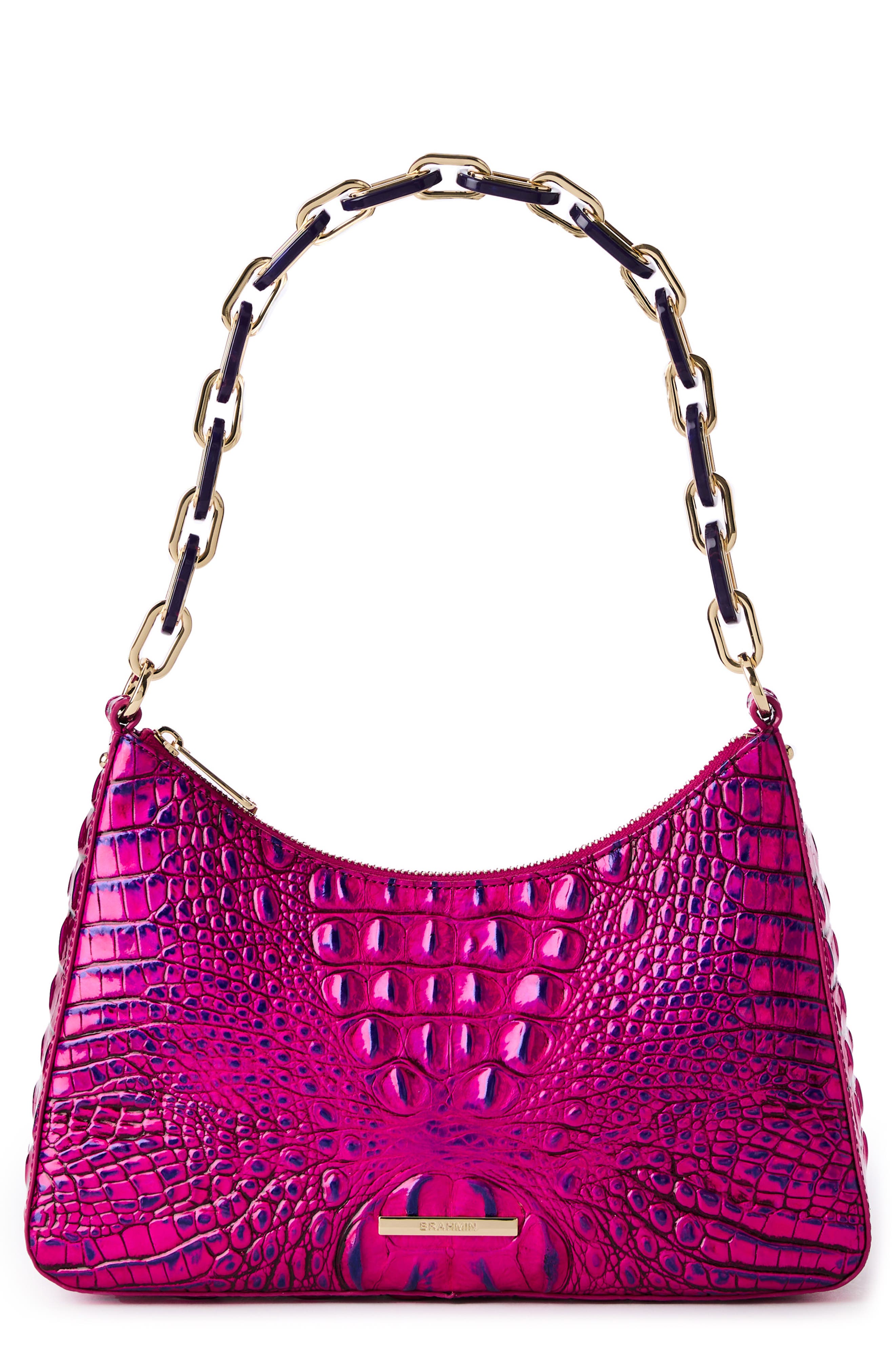 Brahmin Mod Esme Croc Embossed Shoulder Bag in Voltage Violet 