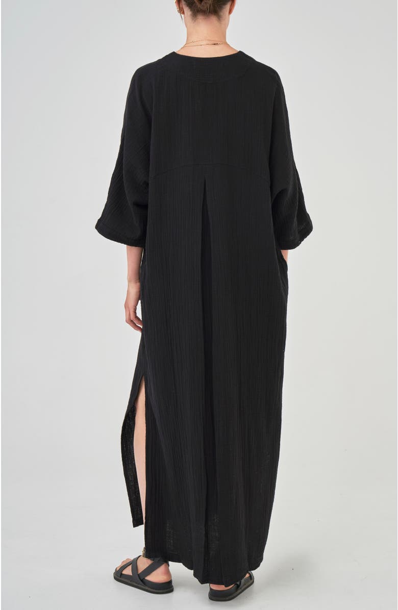 ocean+main Gauze Arc Seam Caftan, Alternate, color, Black