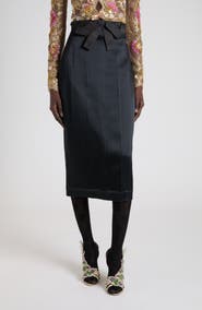 Valentino Bow Detail Satin Midi Skirt