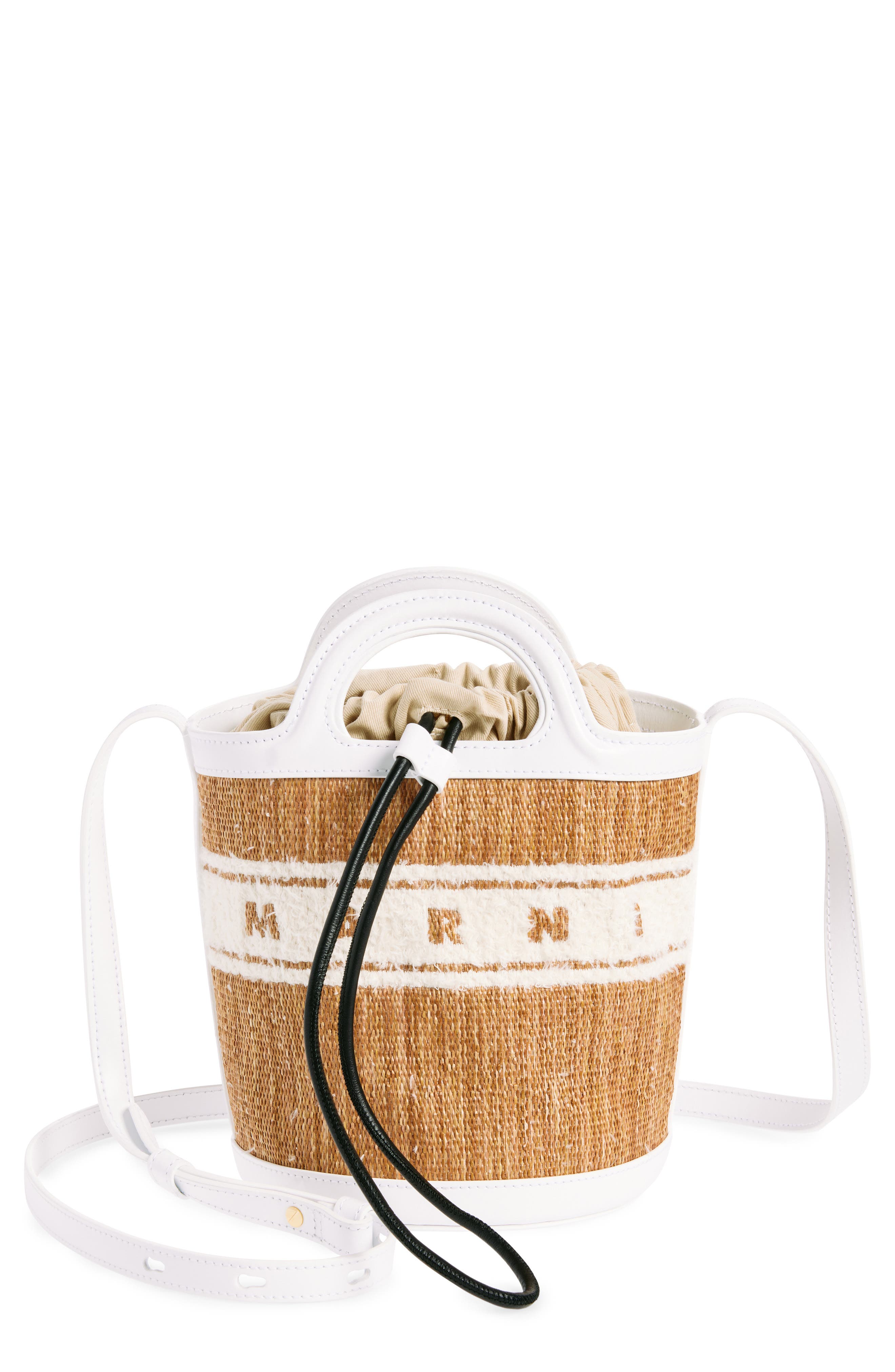 Marni Mini Tropicalia Faux Raffia Bucket Bag, Main, color, 
