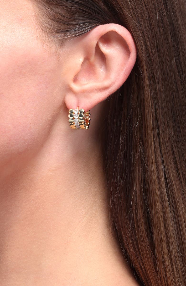 Bracha Nora Cubic Zirconia Hoop Earrings, Alternate, color, Gold