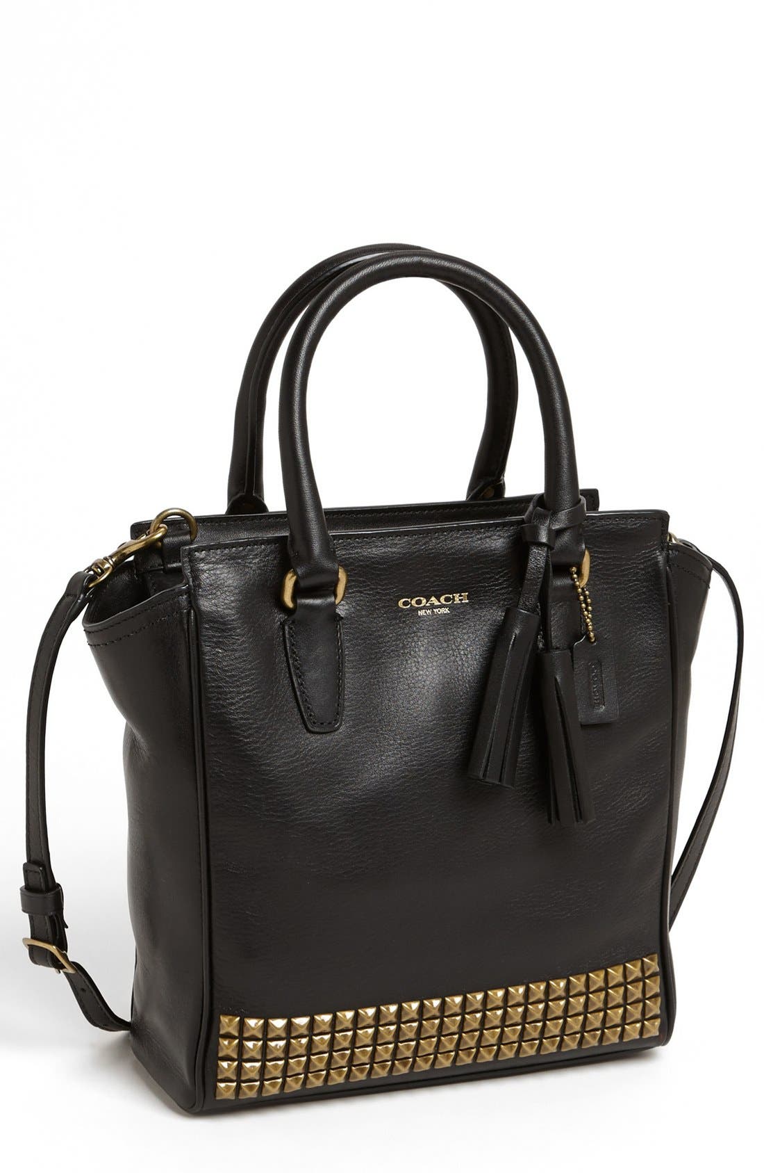 'Legacy Stud Tanner - Mini' Leather Crossbody Bag, Main, color, BLACK