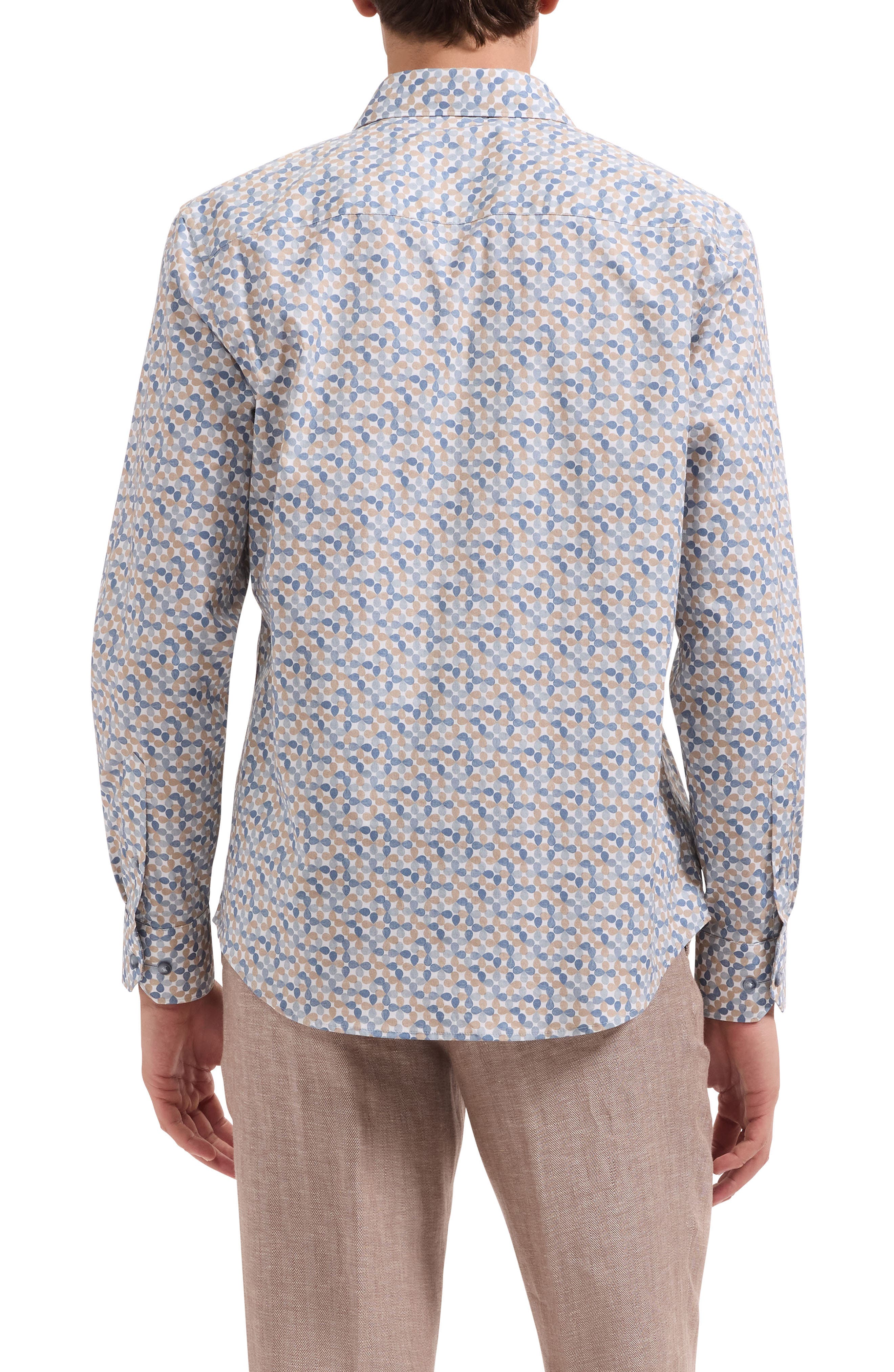 Axel Shaped Fit Geo Floral Stretch Cotton Button-Up Shirt - image 2
