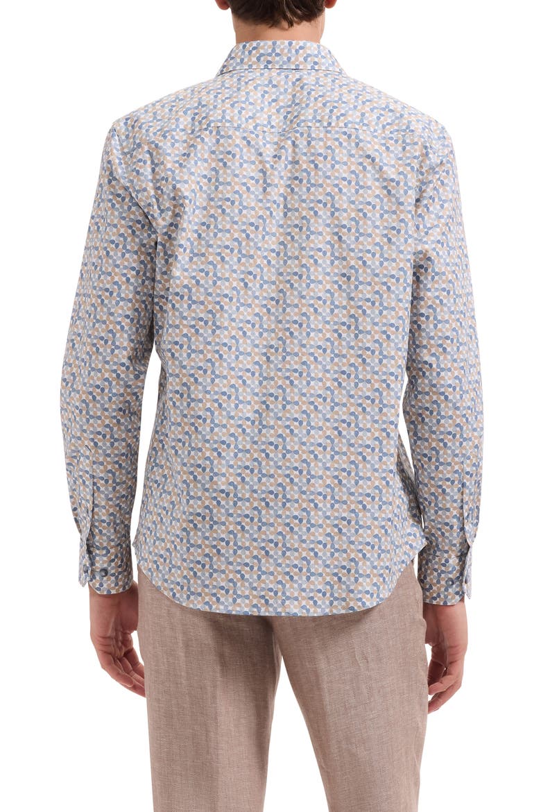 Axel Shaped Fit Geo Floral Stretch Cotton Button-Up Shirt, Alternate, color, WALNUT