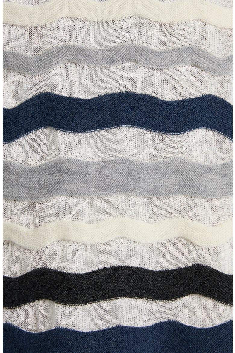 Layered Chevron Stripe Wool Blend Polo Sweater, Alternate, color, CHALK WAVE GREY