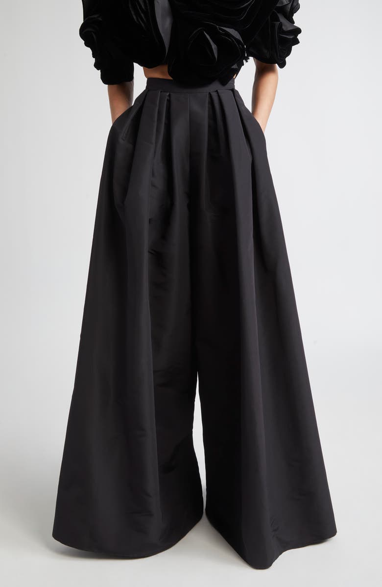 Carolina Herrera Pleated Silk Faille Palazzo Pants, Main, color,