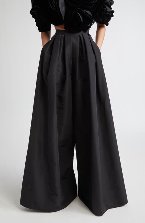 Pleated Silk Faille Palazzo Pants