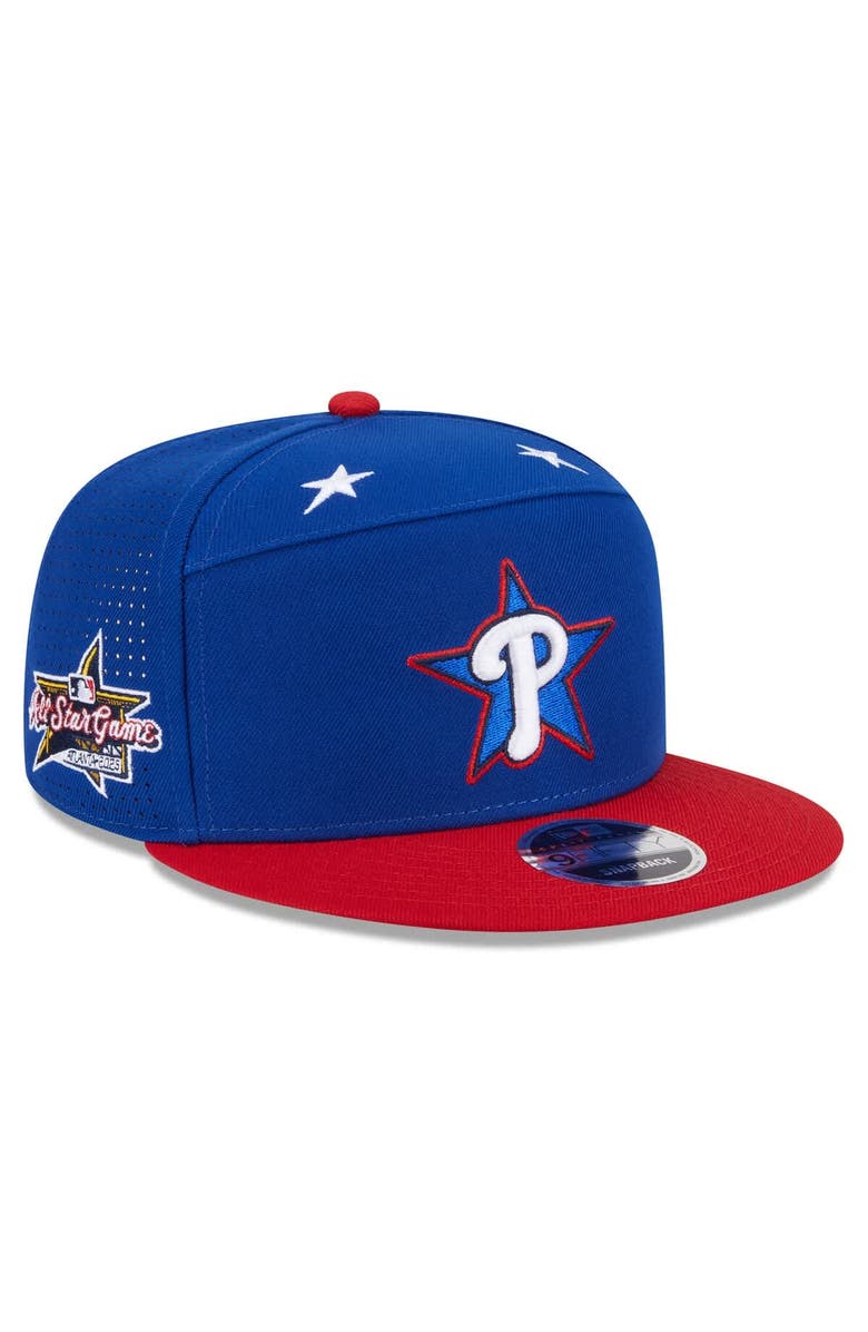 New Era Men's New Era Blue/Red Philadelphia Phillies 2025 MLB All-Star Game Workout Side Patch 9FIFTY Snapback Hat, Main, color,