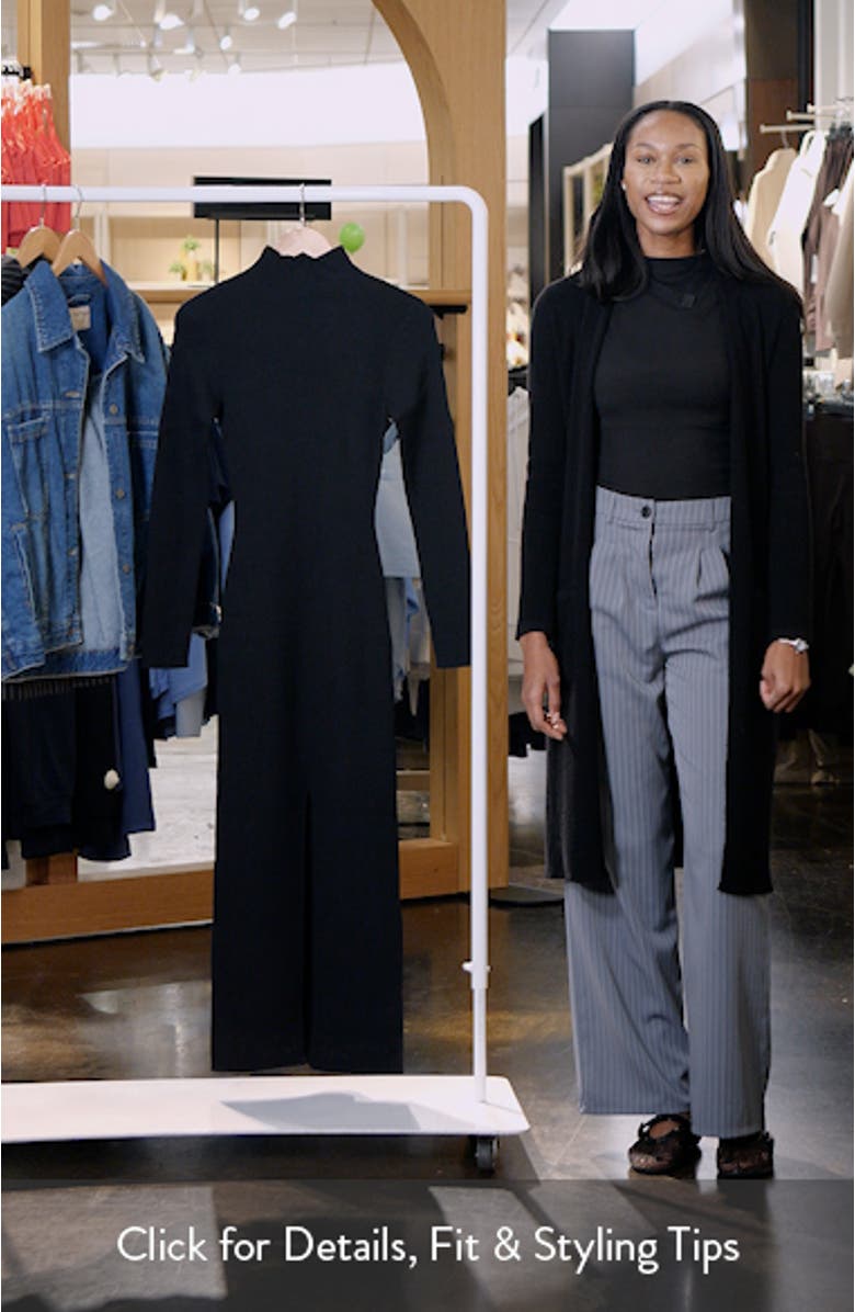 Mock Neck Long Sleeve Rib Midi Dress, sales video thumbnail