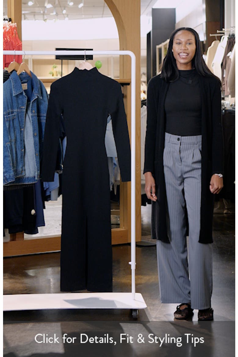Mock Neck Long Sleeve Rib Midi Dress video