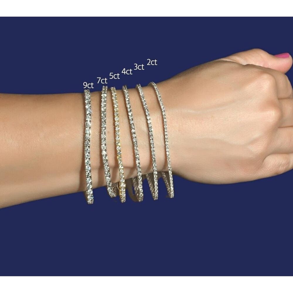 5 Carat TW Round Cut Lab Grown Diamond Tennis Bracelet 14k Gold Lab Grown